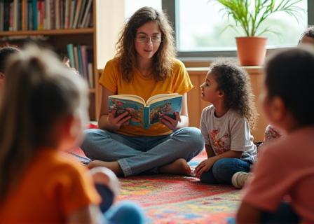 Image of a group of children listening to a storyteller