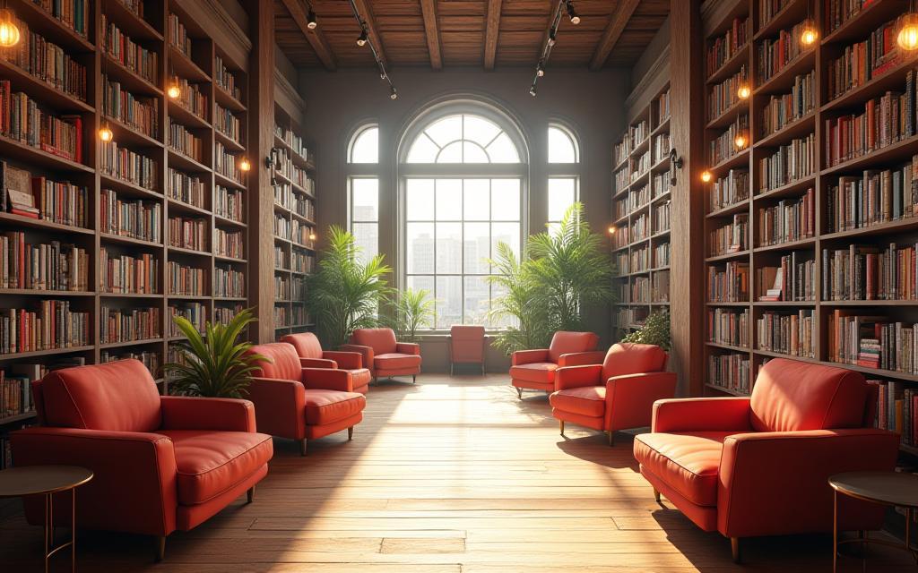 Inviting wide view of Livraria Cultural's interior with comfortable seating and bookshelves
