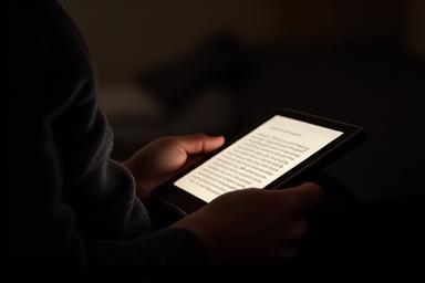 Image of person reading on an e-reader device